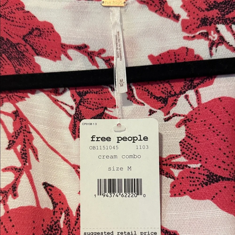 NWT Free People Red and White Floral Mini Dress - Picture 2 of 3